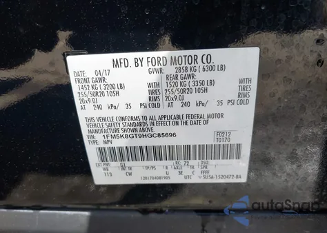 2017 Ford Explorer Sport z USA, uszkodzony, nr VIN 1FM5K8GT9HGC85696